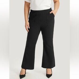 BloomChic Plus Size Solid Pocket Flare Leg Elastic Waist Pants